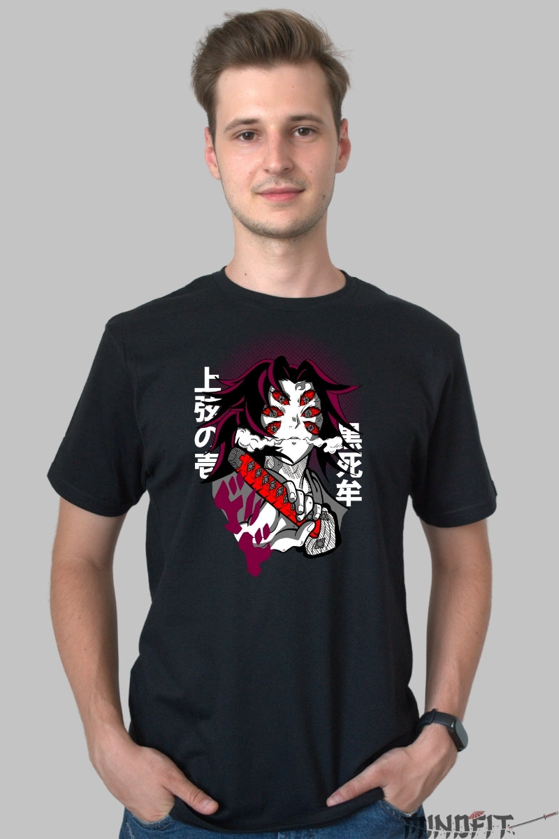 Tricou Anime Demon Slayer - Kokushibo Forma Lunii Superioare barbat negru