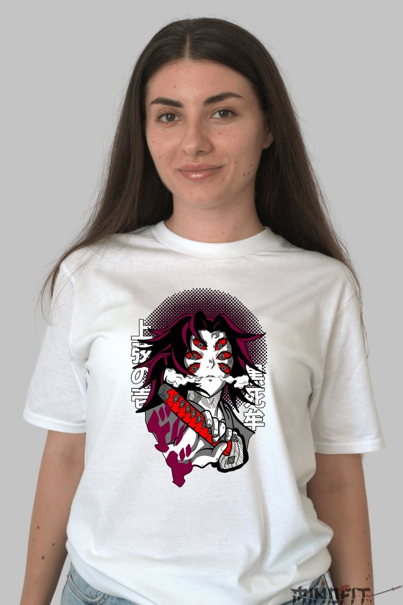 Tricou Anime Demon Slayer - Kokushibo Forma Lunii Superioare dama alb