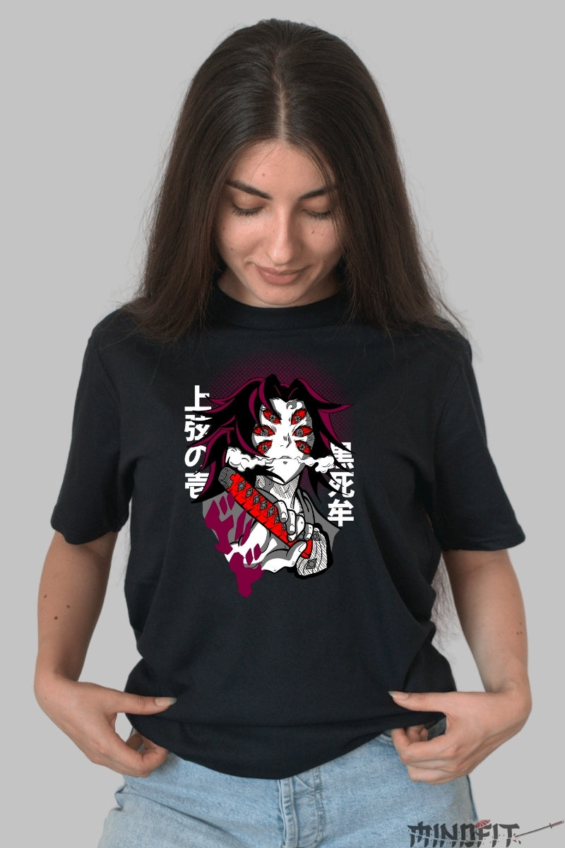 Tricou Anime Demon Slayer - Kokushibo Forma Lunii Superioare dama negru