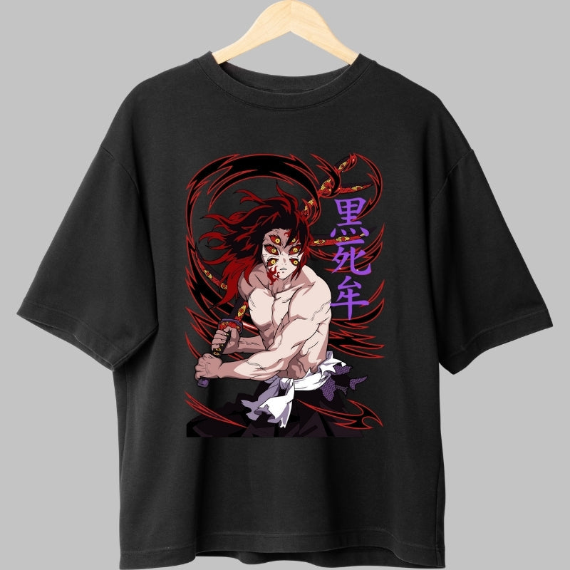 Tricou Anime Demon Slayer - Kokushibo Multi-Ochiul Intunecat fata