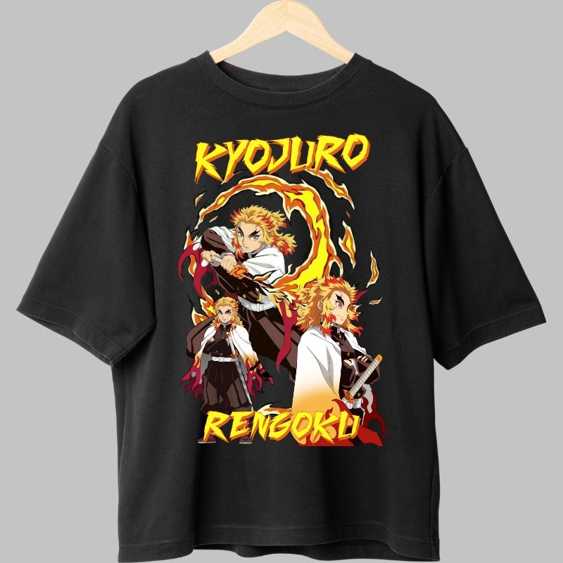 Tricou Anime Demon Slayer - Kyojuro Rengoku Flame Hashira fata