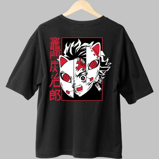 Tricou Anime Demon Slayer - Masca Fox Rage Spate