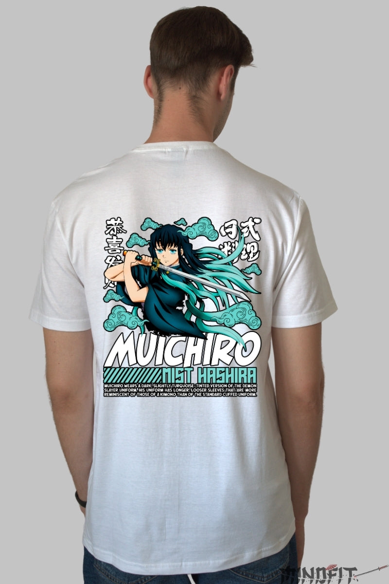 Tricou Anime Demon Slayer - Mist Hashira Muichiro Barbat Alb