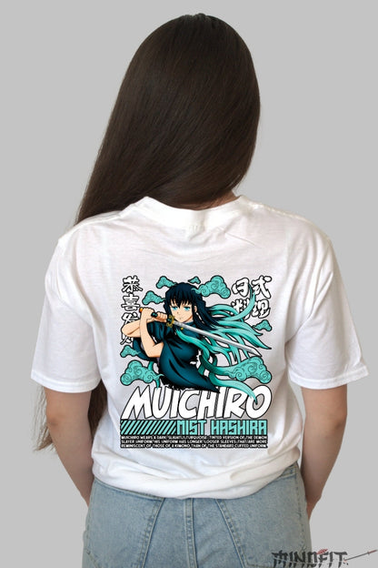 Tricou Anime Demon Slayer - Mist Hashira Muichiro Dama alb