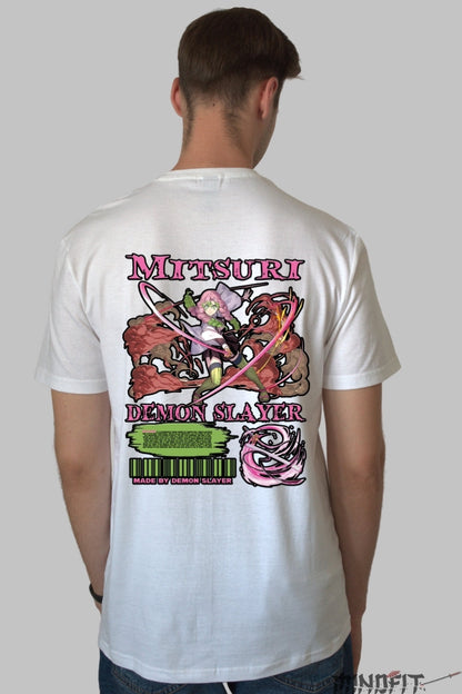 Tricou Anime Demon Slayer - Mitsuri Love Form Barbat Alb