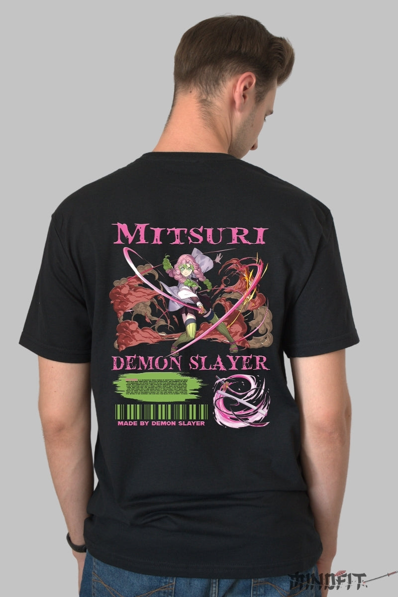 Tricou Anime Demon Slayer - Mitsuri Love Form Barbat Negru