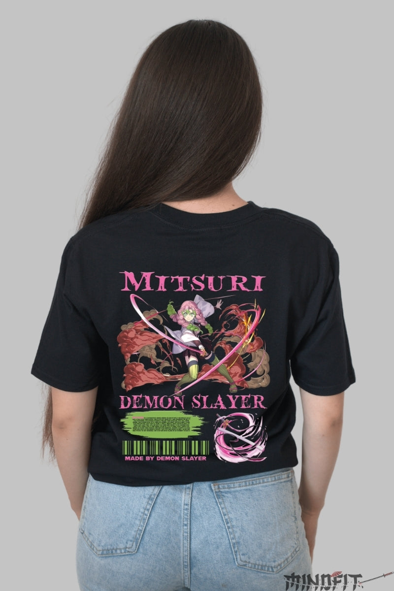 Tricou Anime Demon Slayer - Mitsuri Love Form Dama Negru