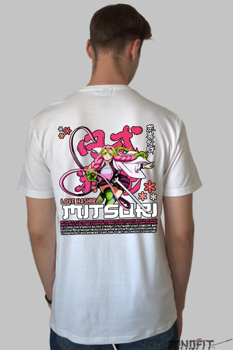 Tricou Anime Demon Slayer - Mitsuri Love Hashira Barbat Alb