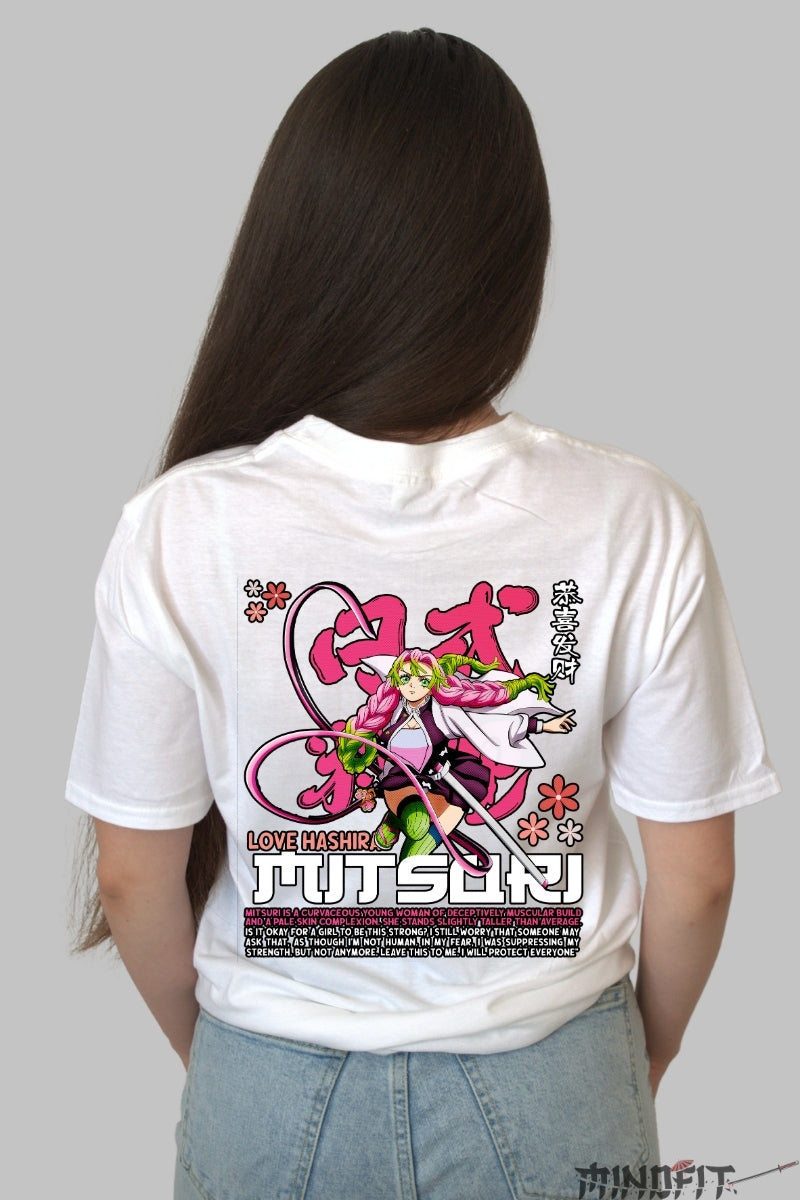 Tricou Anime Demon Slayer - Mitsuri Love Hashira Dama alb