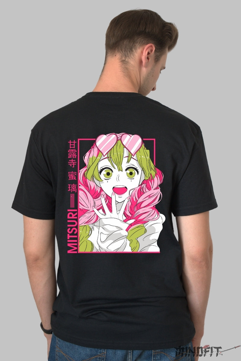 Tricou Anime Demon Slayer - Mitsuri Love Hashira Barbat Negru