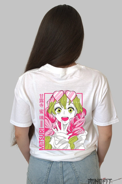 Tricou Anime Demon Slayer - Mitsuri Love Hashira Dama alb