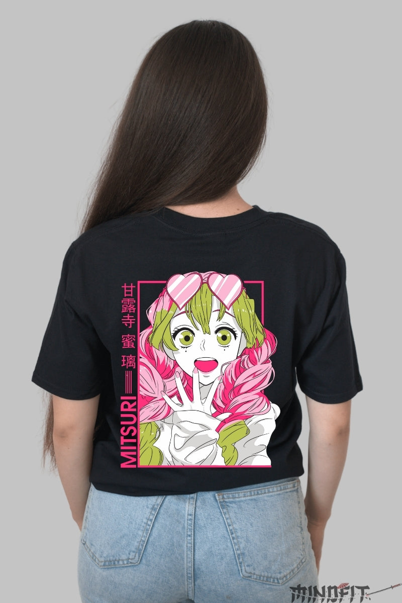 Tricou Anime Demon Slayer - Mitsuri Love Hashira Dama Negru