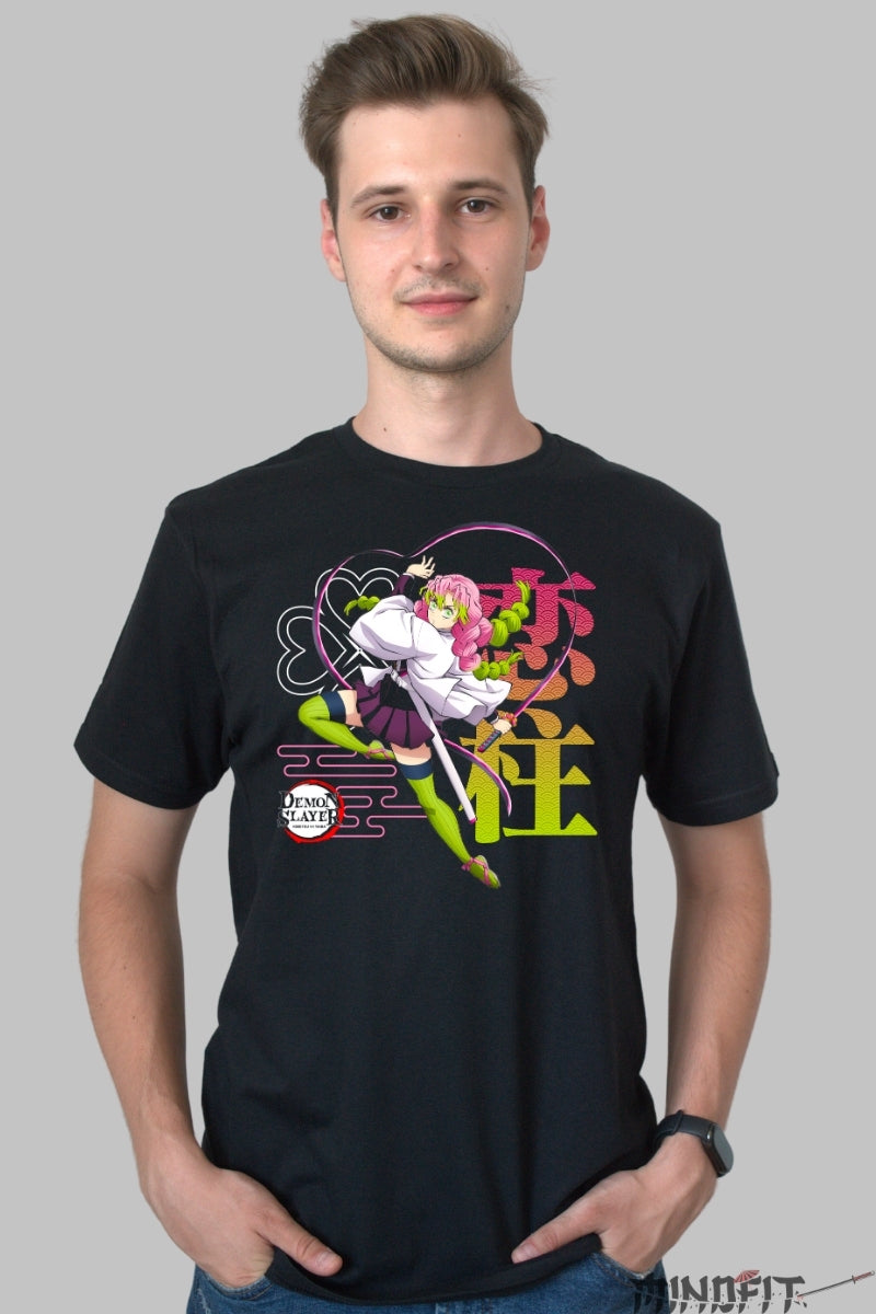 Tricou Anime Demon Slayer - Mitsuri Love Hashira Style barbat negru