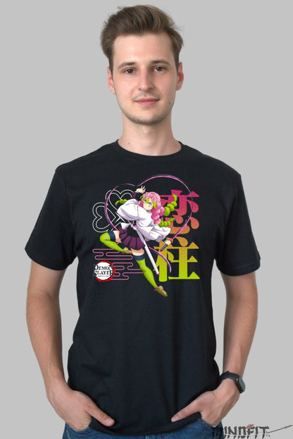 Tricou Anime Demon Slayer - Mitsuri Love Hashira Style barbat negru