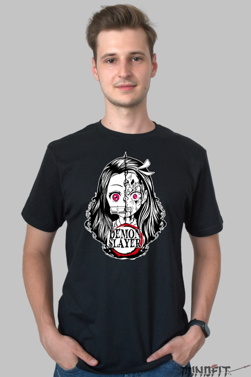 Tricou Anime Demon Slayer - Nezuko Half Demon Legend barbat negru