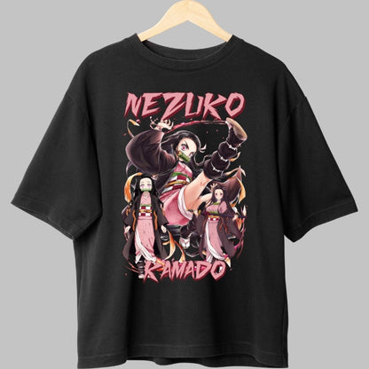 Tricou Anime Demon Slayer - Nezuko Kamado in Flacari fata