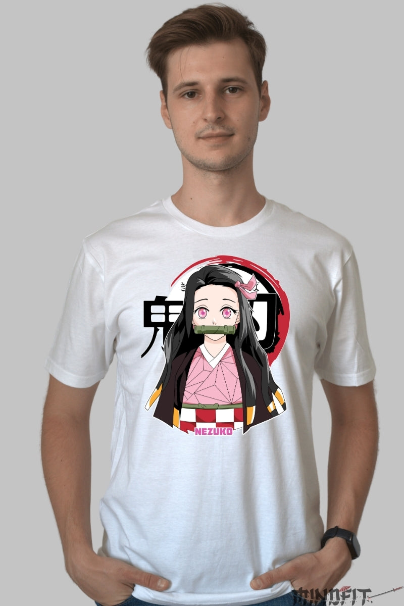 Tricou Anime Demon Slayer - Nezuko Kamado Spirit Protectiv barbat alb