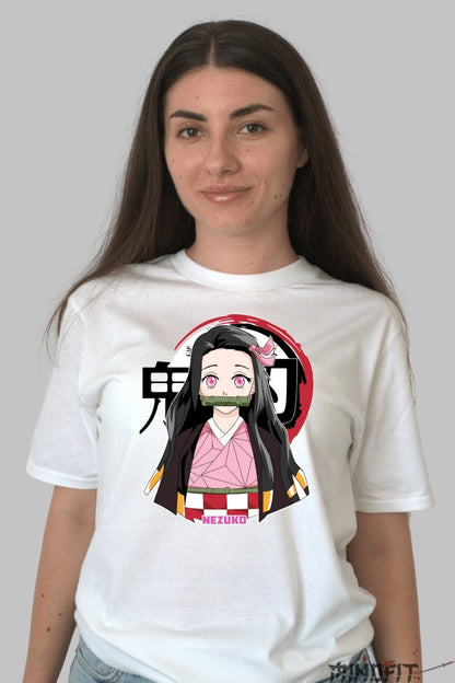 Tricou Anime Demon Slayer - Nezuko Kamado Spirit Protectiv dama alb