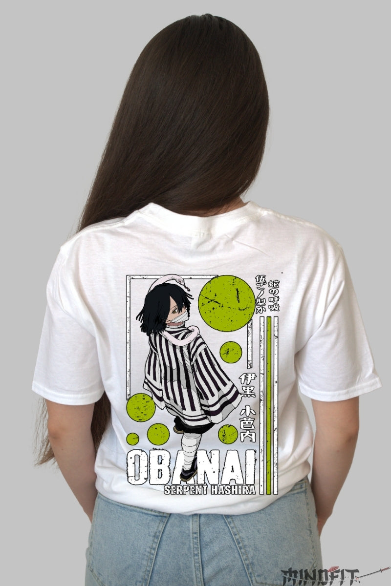 Tricou Anime Demon Slayer - Obanai Serpent Hashira Dama alb