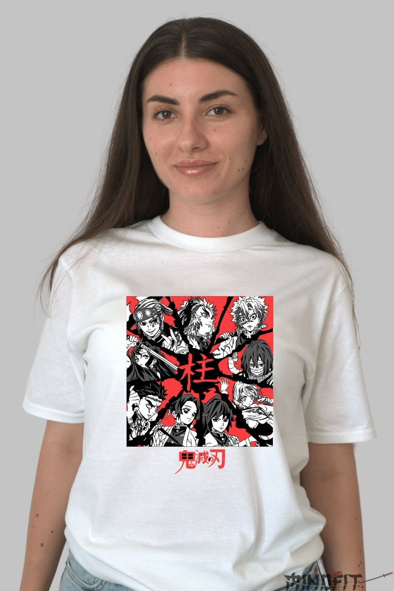 Tricou Anime Demon Slayer - Pilierii Corpului Vanatorilor dama alb