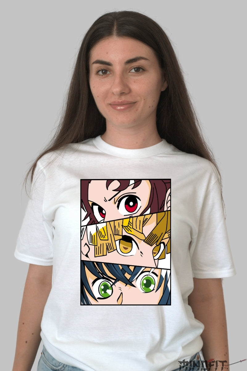 Tricou Anime Demon Slayer - Priviri care Ard Puterea dama alb