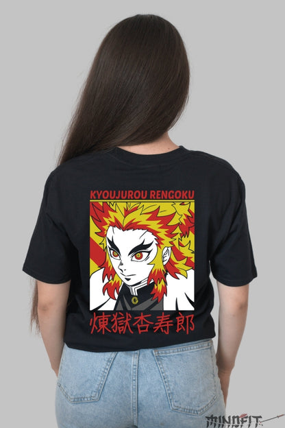 Tricou Anime Demon Slayer - Rengoku Art Power Dama Negru