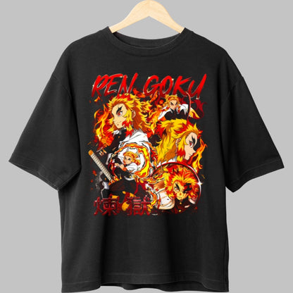 Tricou Anime Demon Slayer - Rengoku Flacara Neclintita Fata