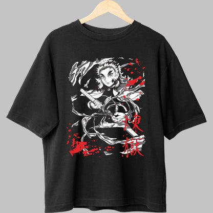 Tricou Anime Demon Slayer - Rengoku Flame Hashira fata