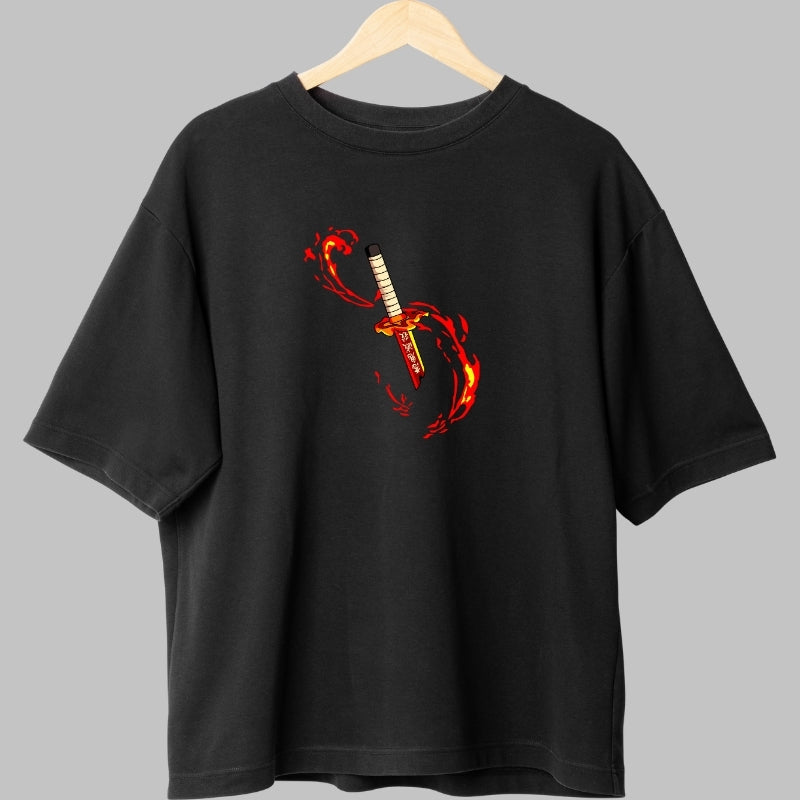 Tricou Anime Demon Slayer - Rengoku in Flacari Fata