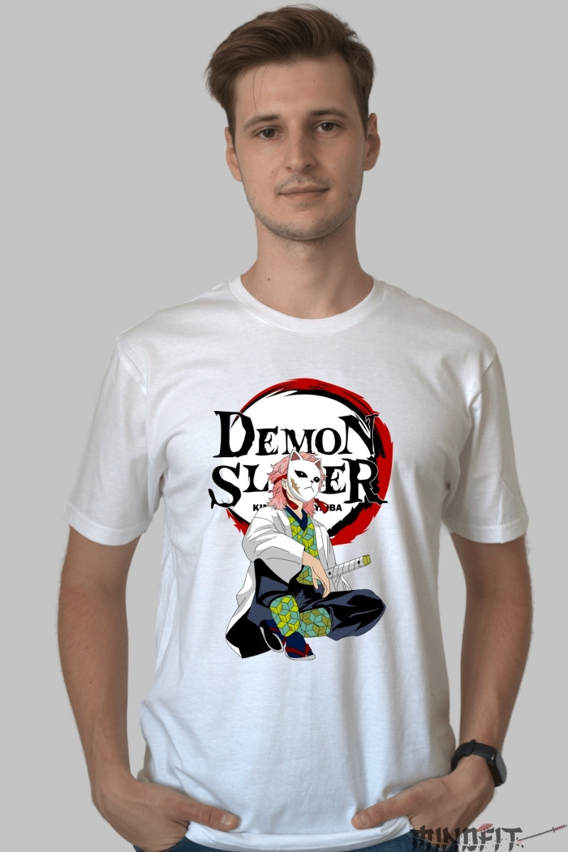 Tricou Anime Demon Slayer - Sabito Masca si Katana barbat alb