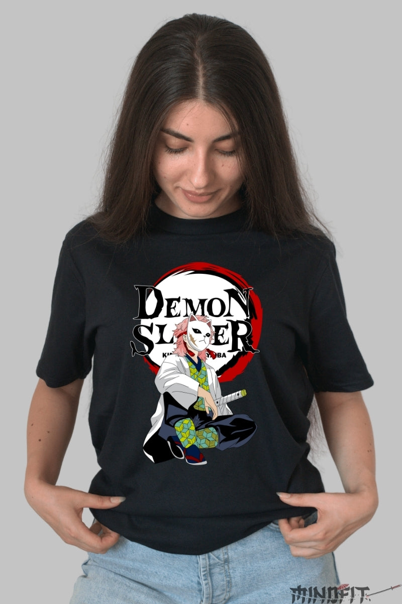 Tricou Anime Demon Slayer - Sabito Masca si Katana dama negru