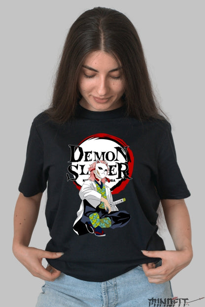 Tricou Anime Demon Slayer - Sabito Masca si Katana dama negru