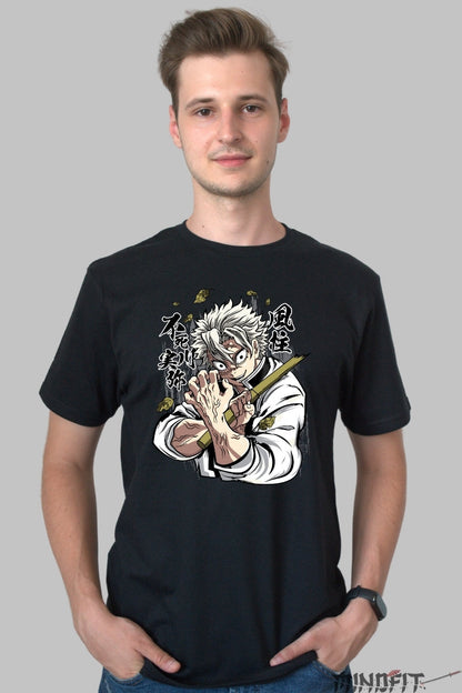 Tricou Anime Demon Slayer - Sanemi Shinazugawa Wild Wind barbat negru