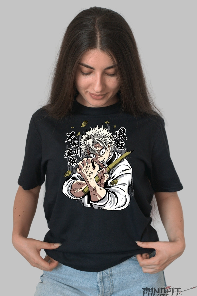 Tricou Anime Demon Slayer - Sanemi Shinazugawa Wild Wind dama negru