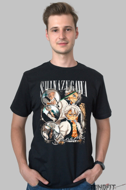 Tricou Anime Demon Slayer - Sanemi Shinazugawa Wind Hashira barbat negru