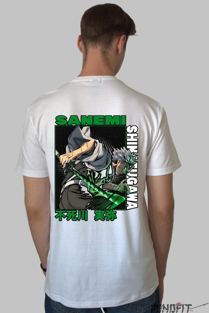 Tricou Anime Demon Slayer - Sanemi Wind Rage Barbat Alb