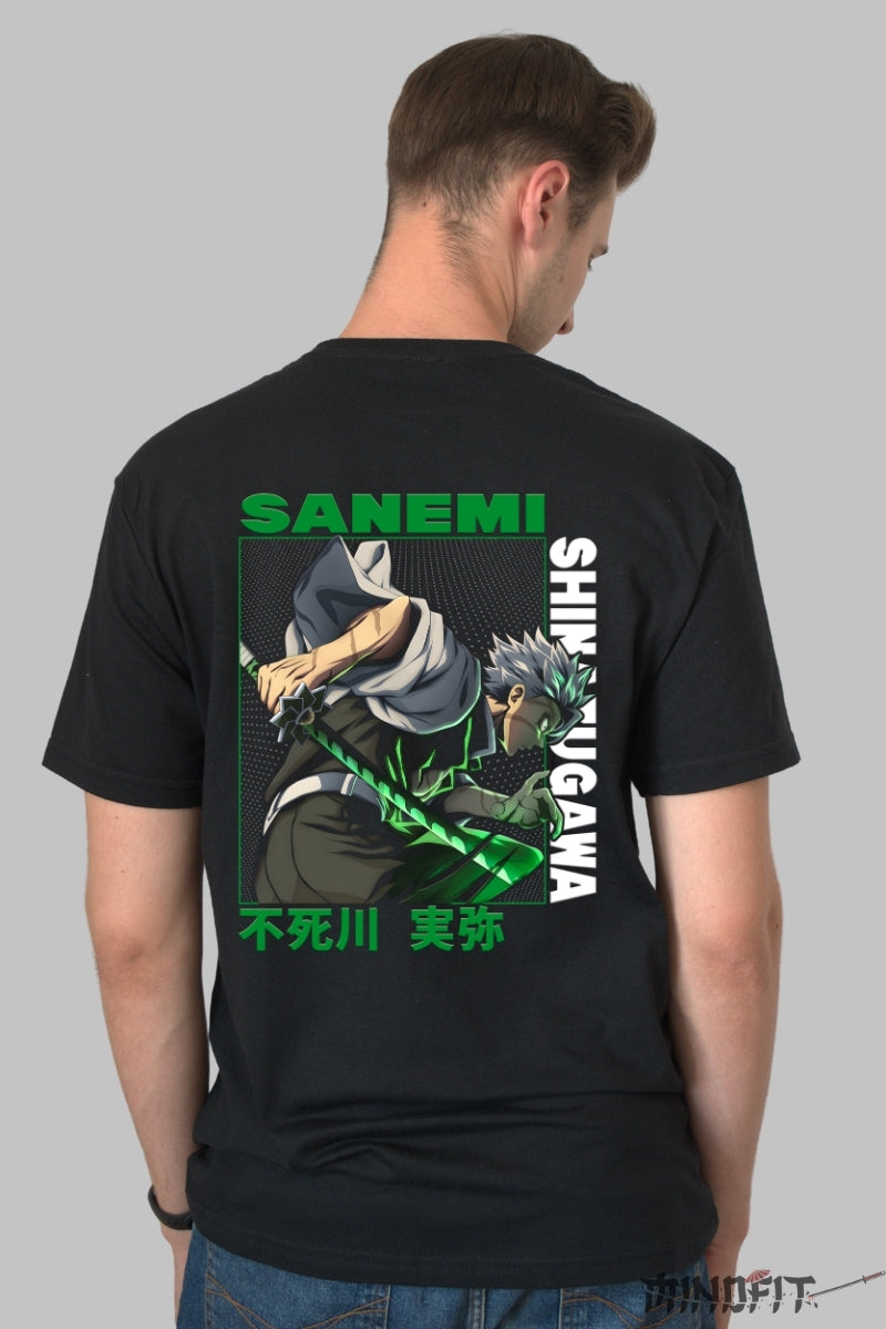 Tricou Anime Demon Slayer - Sanemi Wind Rage Barbat Negru