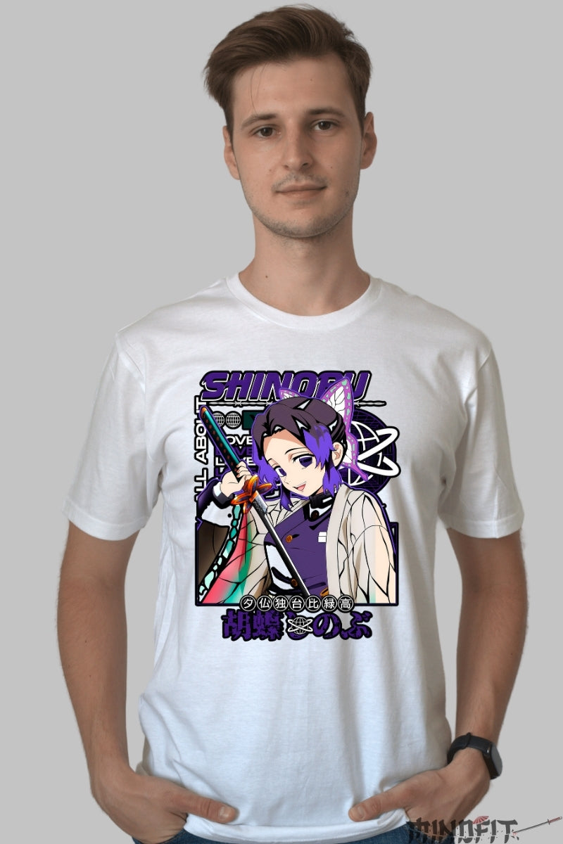 Tricou Anime Demon Slayer - Shinobu Master of Poison barbat alb