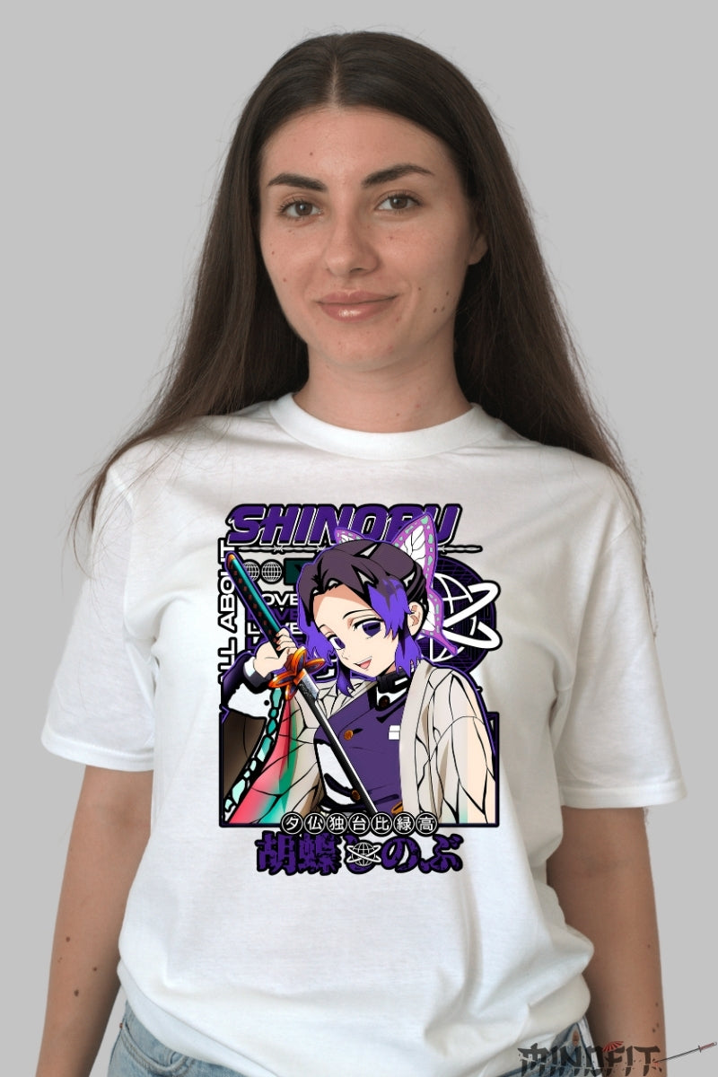 Tricou Anime Demon Slayer - Shinobu Master of Poison dama alb