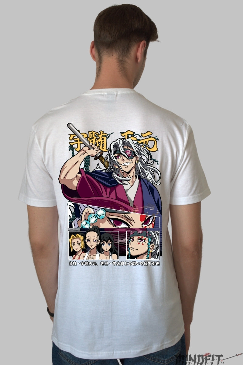 Tricou Anime Demon Slayer - Sound Hashira Style Barbat Alb