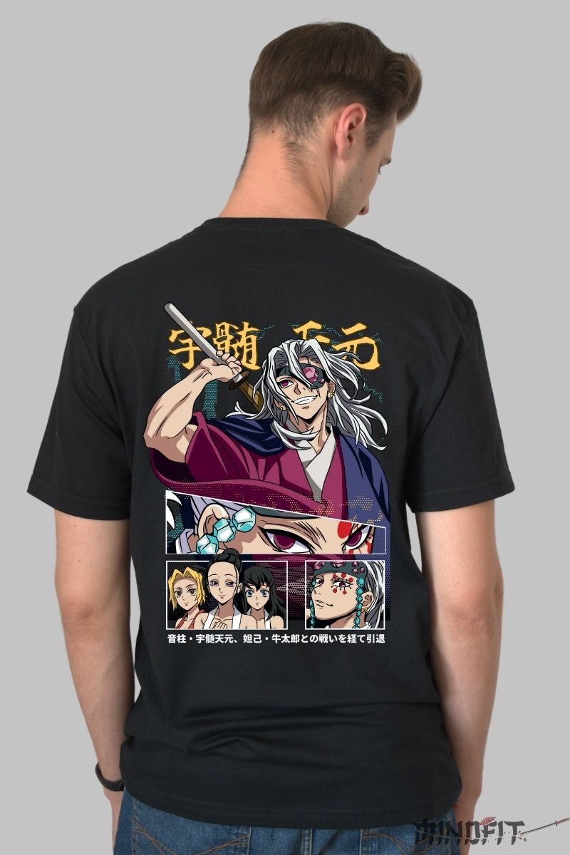 Tricou Anime Demon Slayer - Sound Hashira Style Barbat Negru