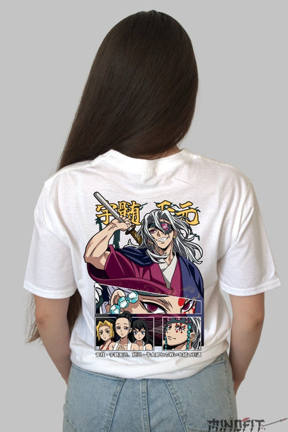 Tricou Anime Demon Slayer - Sound Hashira Style Dama alb