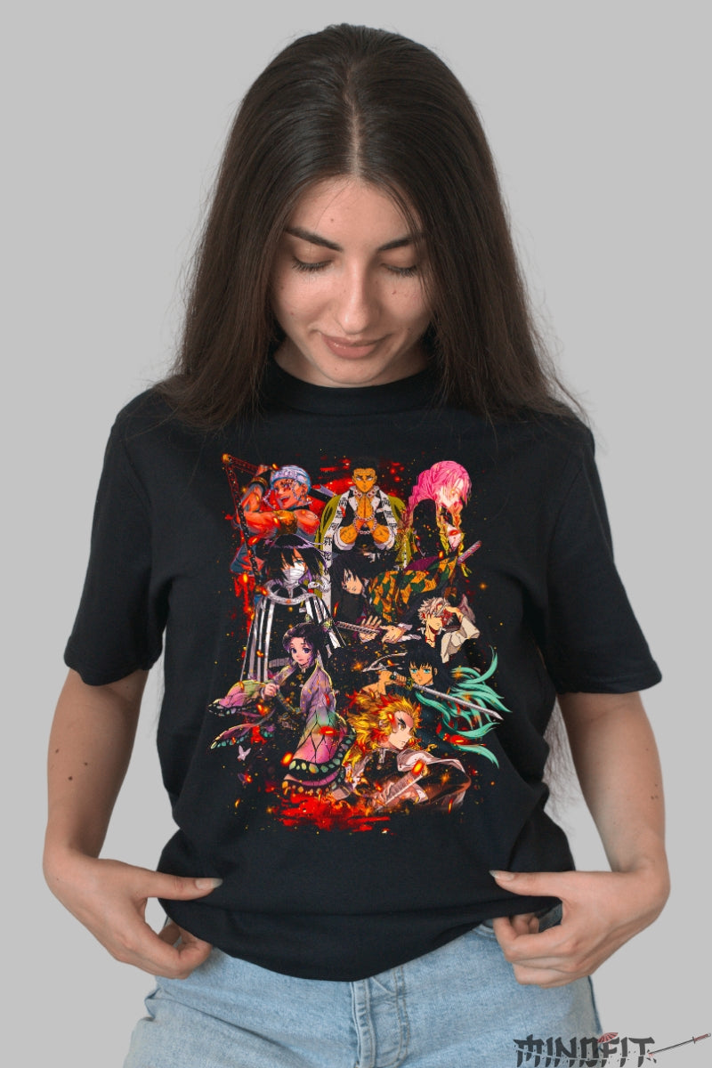 Tricou Anime Demon Slayer - Stalpii Corpului Vanatorilor Dama Negru