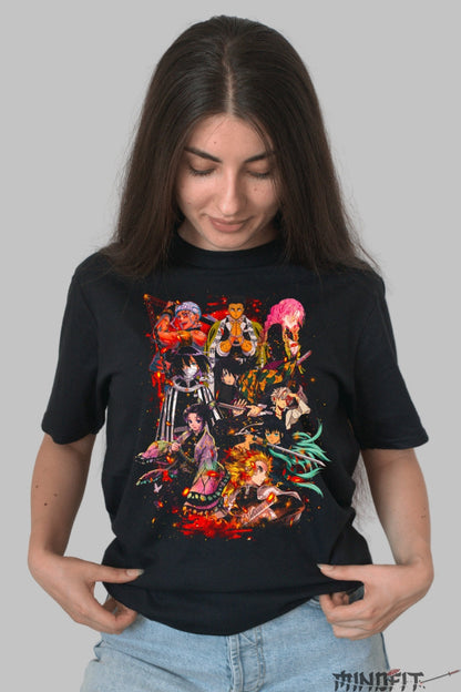 Tricou Anime Demon Slayer - Stalpii Corpului Vanatorilor Dama Negru