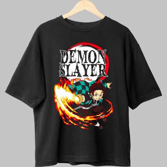 Tricou Anime Demon Slayer - Tanjiro Flame Slash fata