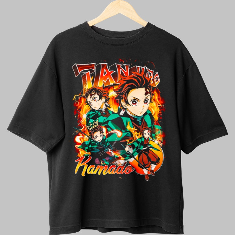Tricou Anime Demon Slayer - Tanjiro Kamado Flacara Neclintita Fata