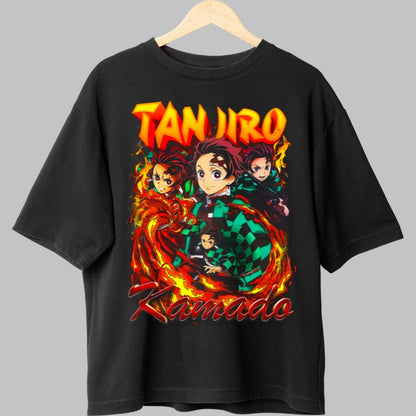 Tricou Anime Demon Slayer - Tanjiro Kamado Vortex de Flacari Fata