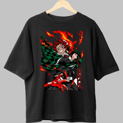 Tricou Anime Demon Slayer - Tanjiro Respira-ia Soarelui fata