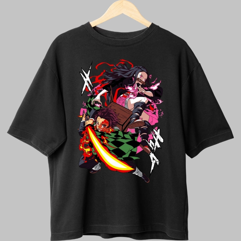 Tricou Anime Demon Slayer - Tanjiro si Nezuko in lupta finala fata