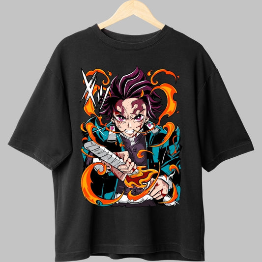 Tricou Anime Demon Slayer - Tanjiro Spiritul Flacarii fata